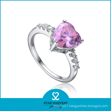 Rhodium Plated Gemstone Finger Amethyst Ring